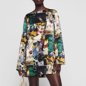 Reformation Ilyse Silk Printed Mini Dress in Decoupage